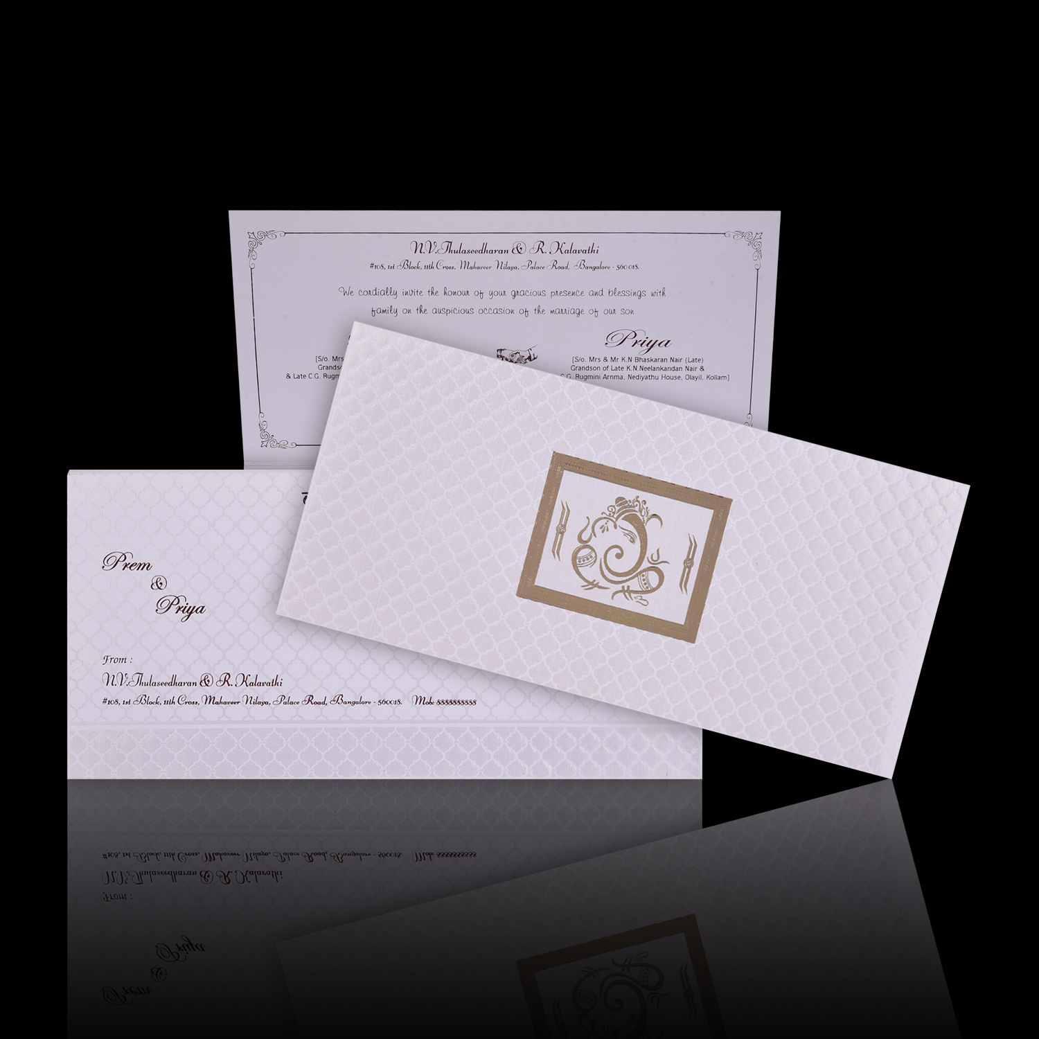 Classic Gold Foiling With Ganesha Theme Wedding Card - KNK3653-5